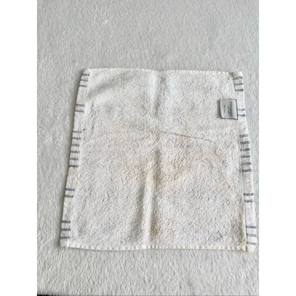 KASSASPA - by Kassatex - 100% cotton white and blue striped square towel 12 x 12